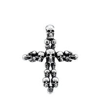 Load image into Gallery viewer, GUNGNEER Biker Punk Stainless Steel Cross Skeleton Skull Necklace Leather Bracelet Jewelry Set