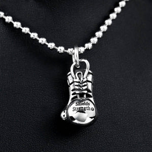 GUNGNEER Shields Strength Boxing Gloves Pendant Necklace Stainless Steel Workout Jewelry Men