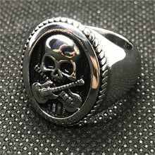 Load image into Gallery viewer, GUNGNEER Stainless Steel Skull Band Ring Gothic Skeleton Punk Jewelry Accessories Men Women