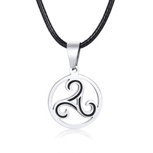 Load image into Gallery viewer, GUNGNEER Celtic Knot Triskele Pendant Necklace with Cross Earrings Stainless Steel Jewelry Set