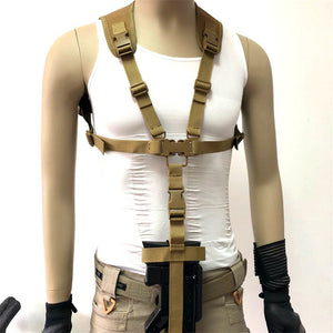 2TRIDENTS Tactical P90 Rifle Sling Strap Vest - Adjustable Quick Release Gun Lanyard Shoulder Strap for CS Game Paintball Airsoft Vest Military Equipment