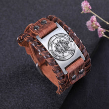 Load image into Gallery viewer, GUNGNEER Leather David Star Bracelet Hexagram Jewish Charm Bracelet Jewelry For Men Women