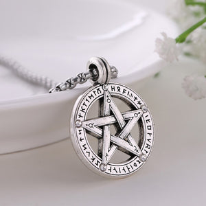GUNGNEER Vintage Triple Moon Goddess Wicca Pentagram Necklace Leather Bracelet Jewelry Set