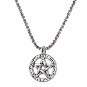 GUNGNEER Vintage Triple Moon Goddess Wicca Pentagram Necklace Leather Bracelet Jewelry Set