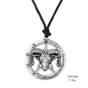 GUNGNEER Stainless Steel Satan Pentagram Baphomet Pendant Necklace Demonic Jewelry For Men