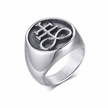 Load image into Gallery viewer, GUNGNEER Satan Cross Ring Stainless Steel Sigil of Leviathan Jewelry Accessory For Men
