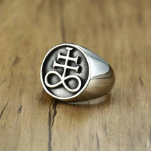 Load image into Gallery viewer, GUNGNEER Satan Cross Ring Stainless Steel Sigil of Leviathan Jewelry Accessory For Men