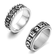 Load image into Gallery viewer, GUNGNEER Stainless Steel Buddhist Mantra Om Ring Mantra Faith Earrings Jewelry Set For Men