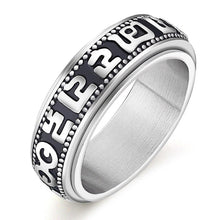Load image into Gallery viewer, GUNGNEER Buddhist Mantra Om Mani Padme Hum Ring Stainless Steel Tibetan Jewelry For Men