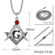 Load image into Gallery viewer, GUNGNEER Bead Chain Masonic Pendant Necklace Awesome Biker Jewelry Accessory For Men