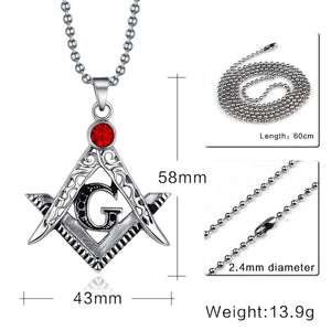 GUNGNEER Bead Chain Masonic Pendant Necklace Awesome Biker Jewelry Accessory For Men