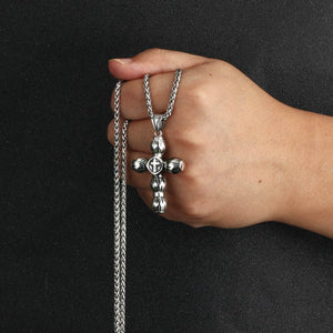 GUNGNEER Cross Necklace Stainless Steel Christ Pendant Chain Jewelry Gift For Men Women