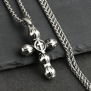 GUNGNEER Cross Necklace Stainless Steel Christ Pendant Chain Jewelry Gift For Men Women