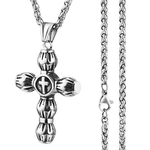 GUNGNEER Cross Necklace Stainless Steel Christ Pendant Chain Jewelry Gift For Men Women