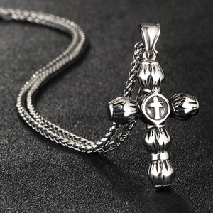 GUNGNEER Cross Necklace Stainless Steel Christ Pendant Chain Jewelry Gift For Men Women