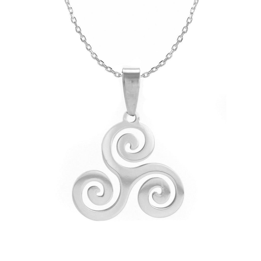 GUNGNEER Celtic Triskele Triskelion Stainless Steel Pendant Necklace Jewelry Accessories Gift