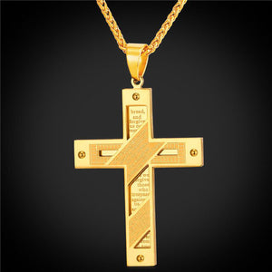 GUNGNEER Christian Necklace Cross Jesus Key Chain Holder Jewelry Accessory Gift Set Men Women