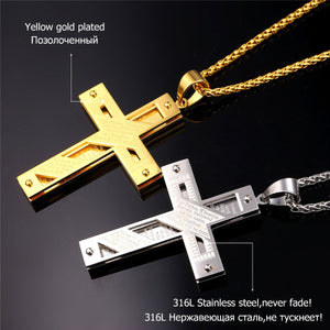 GUNGNEER Christian Necklace Cross Jesus Pendant Jewelry Accessory Gift For Men Women