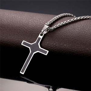 GUNGNEER Christian Necklace Stainless Steel Cross Pendant Chain Jewelry For Men Women