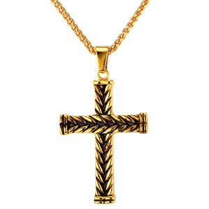 GUNGNEER Stainless Steel Christian Necklace Jesus Pendant Cross Jewelry For Men Women