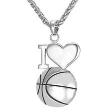 Load image into Gallery viewer, GUNGNEER I Love Basketball Necklace Stainless Steel Sports Chain Jewelry For Boys Girls