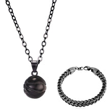 Load image into Gallery viewer, GUNGNEER Stainless Steel Hip Hop Basketball Necklace Chain Bracelet Sport Jewelry Set Men Women