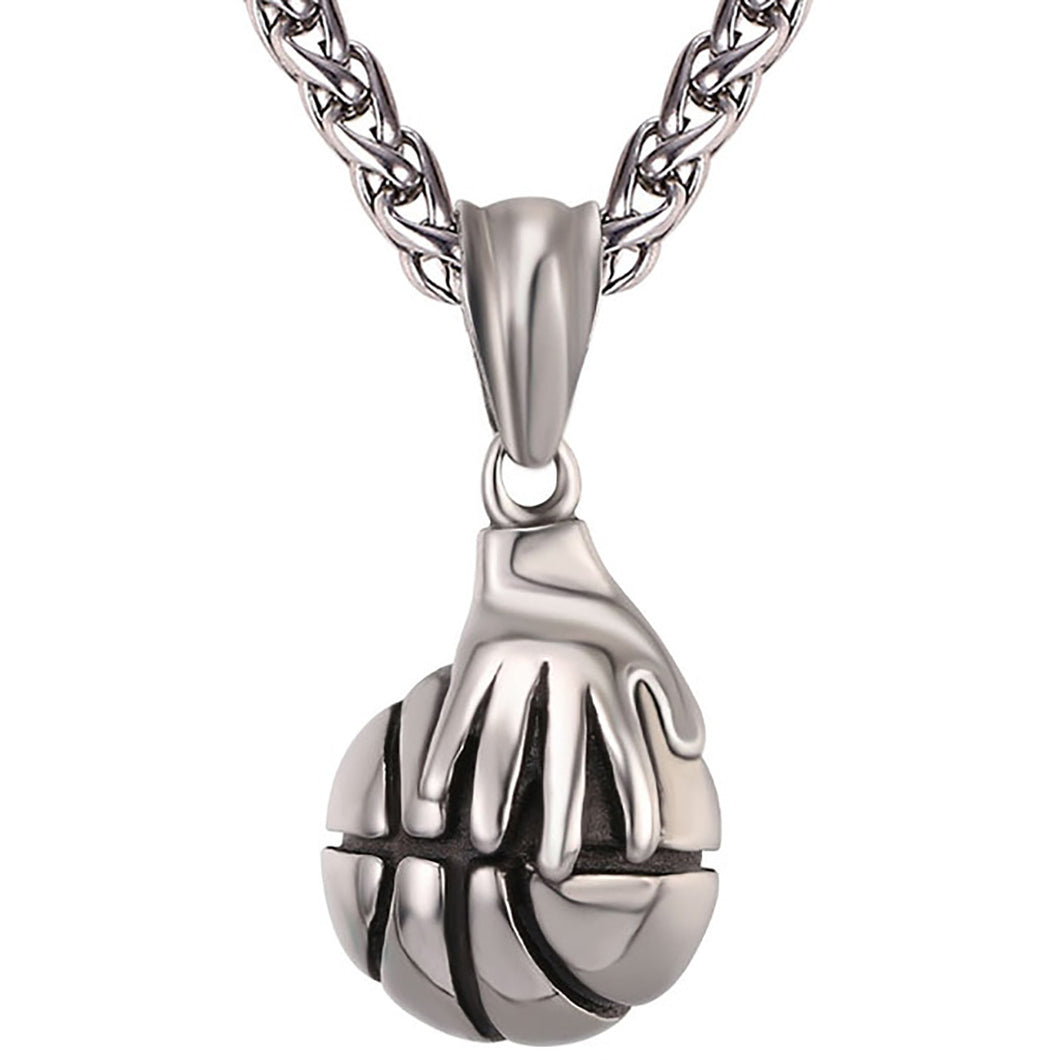 GUNGNEER Stainless Steel Basketball Necklace Hip Hop Sports Chain Jewelry For Boys Girls