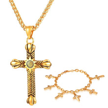 Load image into Gallery viewer, GUNGNEER Christian Necklace Cross Sun Sola Crystal Chain Bracelet Jewelry Accessory Set