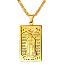 Load image into Gallery viewer, GUNGNEER Vintage Square Bible Mother Virgin Mary Pendant Necklace Religious Jewelry Talisman