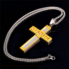 Load image into Gallery viewer, GUNGNEER Christian Necklace Stainless Steel Cross Jesus Bangle Bracelet Jewelry Set Men Women