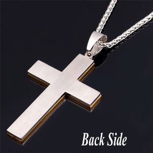 GUNGNEER Christian Necklace Stainless Steel Cross Jesus Pendant Chain Jewelry For Men Women