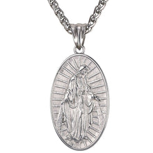 Load image into Gallery viewer, GUNGNEER Stainless Steel Vintage Religious Virgin Mary Pray Medal Pendant Necklace Jewelry