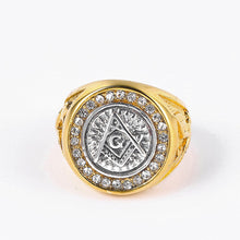 Load image into Gallery viewer, GUNGNEER Men&#39;s Freemason Ring Multi-size Free Mason Signet Ring Stainless Steel
