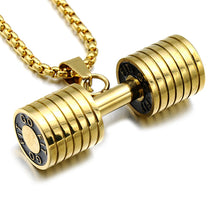 Load image into Gallery viewer, GUNGNEER Stainless Steel Barbell Dumbbell Pendant Necklaces Sport Body Gym Strength Jewelry