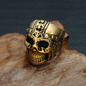 GUNGNEER Vintage Punk Rock Stainless Steel Biker Skeleton Ring Skull Gothic Jewelry Accessories