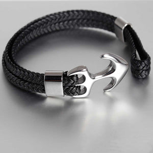GUNGNEER Anchor Bracelet Leather United State Military Nautical Jewelry Gift For Men Women