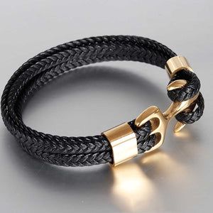 GUNGNEER Anchor Bracelet Leather United State Military Nautical Jewelry Gift For Men Women