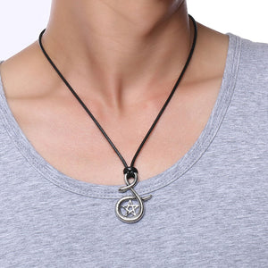 GUNGNEER Wicca Snake Pentagram Star Pentacle Pendant Necklace Pagan Jewelry Men Women