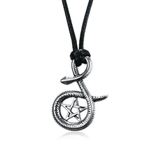 Load image into Gallery viewer, GUNGNEER Wicca Snake Pentagram Star Pentacle Pendant Necklace Pagan Jewelry Men Women