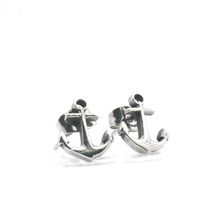 GUNGNEER Stainless Steel US Navy Anchor Ring Anchor Stud Earrings Jewelry Combo