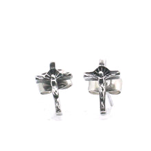 Load image into Gallery viewer, GUNGNEER Stainless Steel Christian Cross Ring Jesus Christ Studs Earrings Jewelry Accessory Set