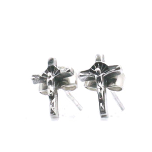 GUNGNEER Stainless Steel Christian Cross Ring Jesus Christ Studs Earrings Jewelry Accessory Set