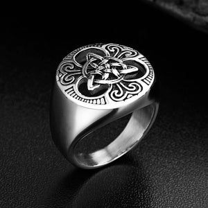 GUNGNEER Celtic Irish Triquetra Trinity Knot Punk Ring Stainless Steel Jewelry
