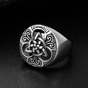 GUNGNEER Celtic Irish Triquetra Trinity Knot Punk Ring Stainless Steel Jewelry