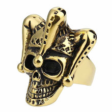 Load image into Gallery viewer, GUNGNEER Gothic Joker Clown Skull Ring Stainless Steel Punk Biker Halloween Jewelry Men Women