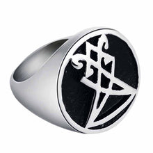 Load image into Gallery viewer, GUNGNEER Men&#39;s Sigil Of Lucifer Ring Stainless Steel Awesome Satan Ring Jewelry For Biker