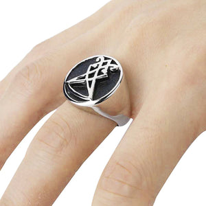 GUNGNEER Men's Sigil Of Lucifer Ring Stainless Steel Awesome Satan Ring Jewelry For Biker