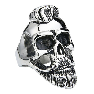 GUNGNEER 2 Pcs Gothic Skull Biker Ring Punk Skeleton Jewelry Accessories Set Men Women