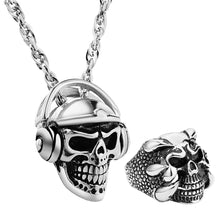 Load image into Gallery viewer, GUNGNEER Skull Skeleton Pendant Necklace Dragon Claw Ring Stainless Steel Biker Jewelry Set