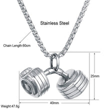 Load image into Gallery viewer, GUNGNEER Dumbbell Pendant Necklace Stainless Steel Sport Gym Fitness Barbell Jewelry Men Women